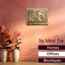 Wooden Key Holder for Home Decor Stylish Metal Gold Antique Elephant Design (1 Pc) - dailyneed.life