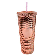 Studded Cup Tumbler Straw Lid - Plastic Double Walled Cold Cup for iced Coffee - dailyneed.life