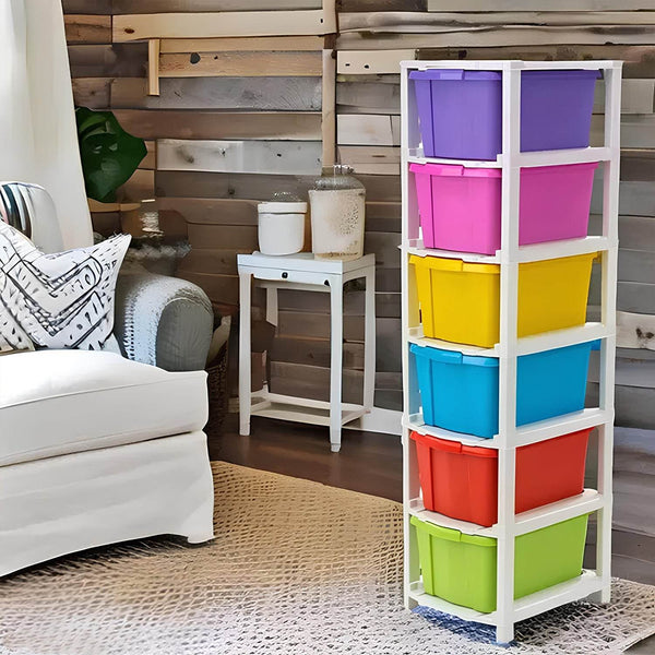 6-Layer Multi-Colored Plastic Storage Drawer Cabinet - dailyneed.life