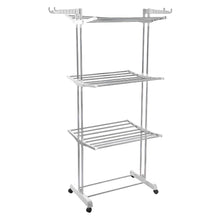 3-Tier Foldable Stainless Steel Cloth Drying Stand with Wheels - dailyneed.life