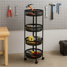 4-Layer Round Metal Mesh Storage Organizer Rack with Wheels (1 Pc) - dailyneed.life