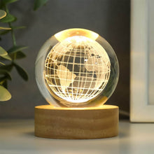 World 3D Crystal Ball lamps With Wood Base (1 Pc) - dailyneed.life