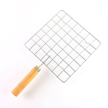 Stainless Steel Square Papad jali, Barbecue Grill Rack with Wooden Handle (1 Pc) - dailyneed.life