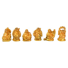 Golden Laughing Buddha Set Of Six Pieces Statue For Happiness, Wealth & Good luck Decor For Wealth and Success (6 Pcs Set) - dailyneed.life