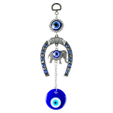 Decorative Evil Eye Hanging with Elephant and Horseshoe Motif, Wind Chime (1 Pc) - dailyneed.life