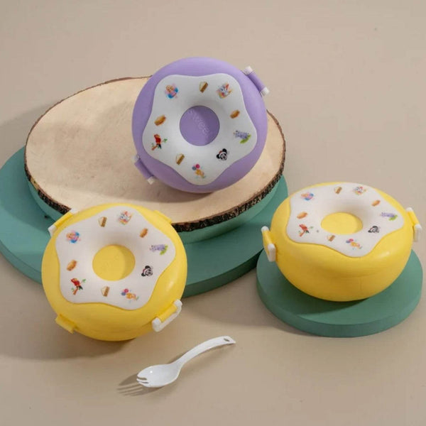 Donut Shaped Double Insulated 3 Compartment Lunch Box (1 Pc / Mix Color) - dailyneed.life