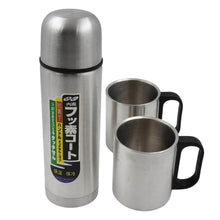 Double Wall Stainless Steel Thermos Flask 500ml Vacuum Insulated Gift Set with Two Cups Hot & Cold, Stainless Steel, Diwali Gifts for Employees, Corporate Gift Item (3 Pcs Set) - dailyneed.life