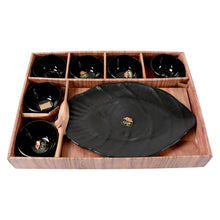 Hello Sweet Round Ceramic Snacks Bowl With Plastic Leaf shape Serving platter Portable, Lightweight Breakfast, Serving Bowl | Ideal for Rice, Pasta, Desserts Home & Kitchen Serving Bowl & platter (7 Pcs set) - dailyneed.life