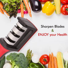 Manual Red & Black Knife Sharpener 3 Stage Sharpening Tool for Ceramic Knife and Steel Knives. - dailyneed.life