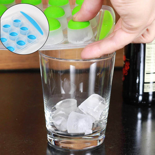 Smart Push Out Round Shape Mini Ice Cube Trays with Flexible Silicone Bottom | Round Shape Silicone Chocolate Mold Maker Ice Cube Tray Freeze Mold - dailyneed.life