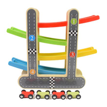 Car Racer Track Play set Wooden Click Clack Toys With 4 Mini Racers (1 Set) - dailyneed.life