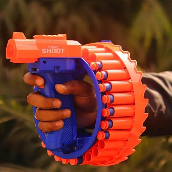 Amazing Toy Gun, Electric Gun for Children, 28 Soft Bullets for Youth Safety, Children's Electric Hand Ring Wheel Soft Bullet Gun, Gift Toys - dailyneed.life