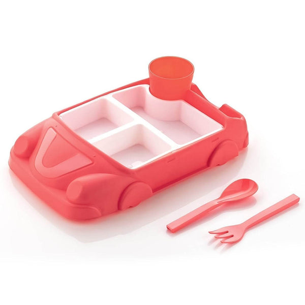 Kid's Car Shaped Plates Cup / Lunch Box Dinnerware Set (4 Pcs Set / 1000 ML Lunch Box) - dailyneed.life