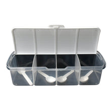 Kitchen Multipurpose Air-tight 4 Sections Storage Containers / Masala Box Pickle (Achar) Jar with 4 spoon for each section (1 Pc / Mix Color) - dailyneed.life