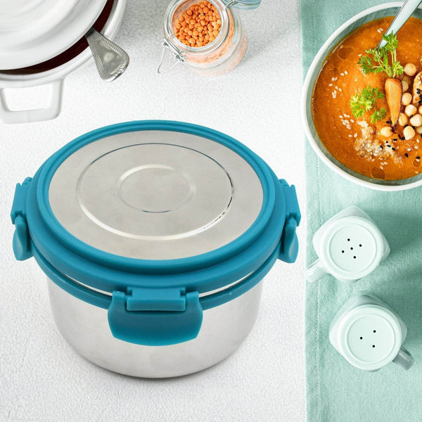 Miracle Solo round Lunch box High Grade Stainless Steel Double Wall Insulated 300ML Food Container 4 Lock Clip Leak Proof Lid, Best Return Gift for Any Occasion (1 Pc) - dailyneed.life