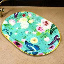 Big Plastic Flower Printed Design Serving Tray (1 Pc / 35 x 24 CM / Mix Color) - dailyneed.life