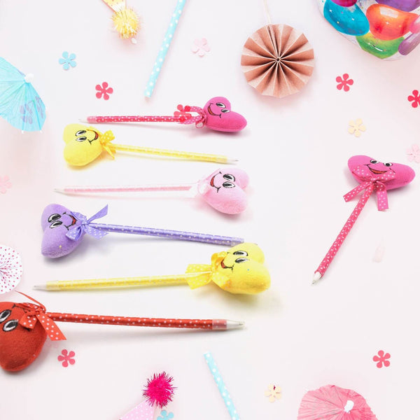 Cute Cartoon Shape & Heart Design Facy Writting Pen Attached Rattle | Ball Pen Smooth Writing For Wedding , Events & Multiuse Pen Best Pen l Use for Kids (12 Pcs Set Mix Design & Color) - dailyneed.life