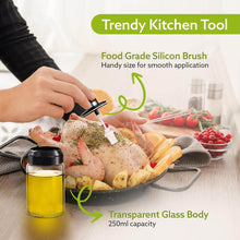 Clear Glass Oil Dispenser Bottle with Integrated Silicone Basting Brush (250ml Approx) - dailyneed.life