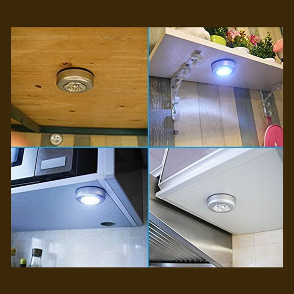 4 LED Battery-Powered Wireless Night Light Stick Tap Touch Lamp Stick-on Push Light for Closets, Cabinets, Counters, or Utility Rooms, Cordless Touch Light - dailyneed.life