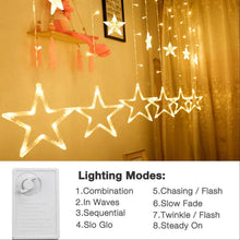 12 Stars Curtain String Lights, Window Curtain Lights with 8 Flashing Modes Decoration for Festivals-11 - dailyneed.life