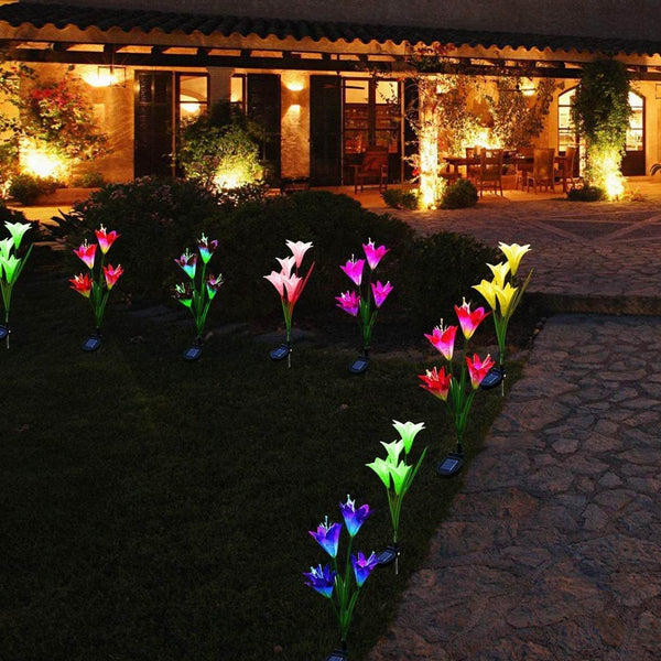 Waterproof Outdoor Solar Lily Flower Stake Lights ( Pack Of 2 pcs ) - dailyneed.life