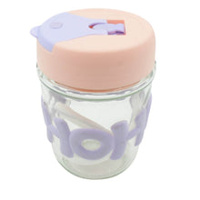 Glass Coffee/Tea Mug - 350ml Cup with Lid, Alphabet Design, Multipurpose Drinkware - dailyneed.life