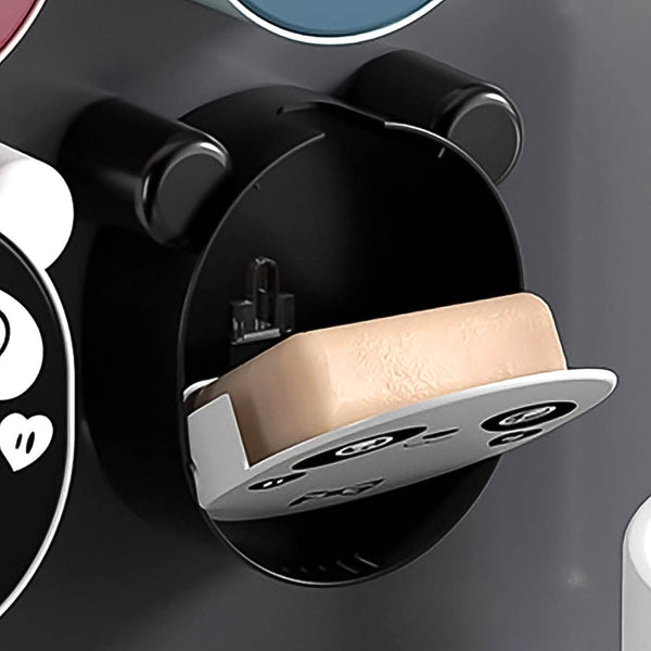 Plastic Cute Panda Soap Box – Wall Mounted Flip-Top Drain Soap Case (1 Pc) - dailyneed.life