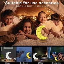 Crystal Table Lamp | Moon Shape Touch Control Lamp with 3 Color | Metal Bedside Lamp for Kids Bedroom Romantic Desktop Nightstand | Stepless Dimming USB Charging Touch Night Light - dailyneed.life