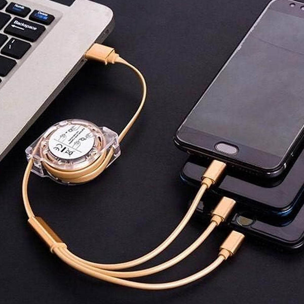 Retractable 3-in-1 Charger Cable for Phones & Android (1 Pc, Multi-USB) - dailyneed.life
