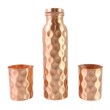 Diamond Cut Copper Water Bottle 2 Glasses with Gift Box (3 Pcs Set) - dailyneed.life