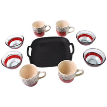 Healthy Choice Set Of 4pc Ceramic Cup And 4pc Glass Bowl With Plastic Plate (9 Pcs Set) - dailyneed.life