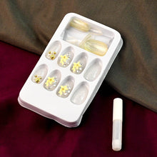 Premium Glitter 3D Floral Press-On Artificial Nail Tips with Nail Glue (1 Set) - dailyneed.life