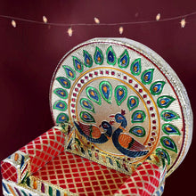 Meenakari Work Laddu Gopal Singhasan / Sihasan for Pooja Mandir Wooden Krishna Ladoo Bal Gopal Sofa Asan, Home Decorative Premium Look Decorative Singhasan Suitable For Home, Office, Restaurant (2 Pc Set) - dailyneed.life