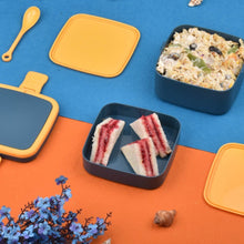 Blue Double-Layer Portable Bento Lunch Box – Stackable with Handle & Spoon - dailyneed.life