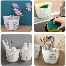 Hanging Plastic Storage Basket, Adhesive Wall Mounted Organizer Box Make Up Holder Shelf Bathroom Wall Basket Punch Free Drain Basket for Kitchen Bathroom, Wall Type Storage Basket (1 Pc) - dailyneed.life