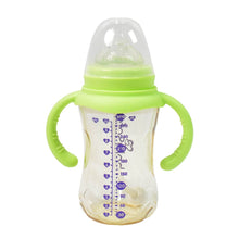 Plastic Baby Feeding Bottle with Handles, Cleaning brush & Straw (300 ML / 1 Pc) - dailyneed.life