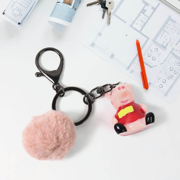 Cute Cartoon Keychain with Fluffy Pom (1 Pc / Mix Design) - dailyneed.life