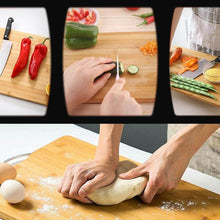 Thick Wooden Bamboo Kitchen Chopping Cutting Slicing Board with Holder for Fruits Vegetables Meat - dailyneed.life