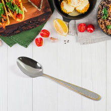 Stainless Steel Gold Bordered Textured Spoons Gold Plated Handle Set of 6 Pc - dailyneed.life