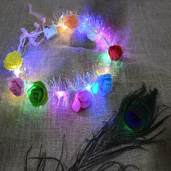 LED Flower Crown Headband – Multicolor Light-Up (1 Pc), Hair accessories - dailyneed.life