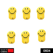 Plastic Self-Adhesive Smiley Face Hooks, 1 Kg Load Capacity (6pcs) - dailyneed.life