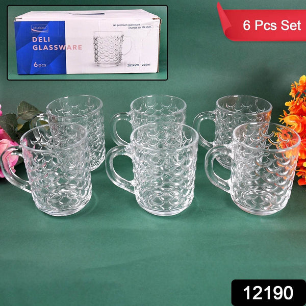 Glass Coffee & Tea Cup / Mug With Handle, Water glass (6 pcs Set / 225 ML) - dailyneed.life