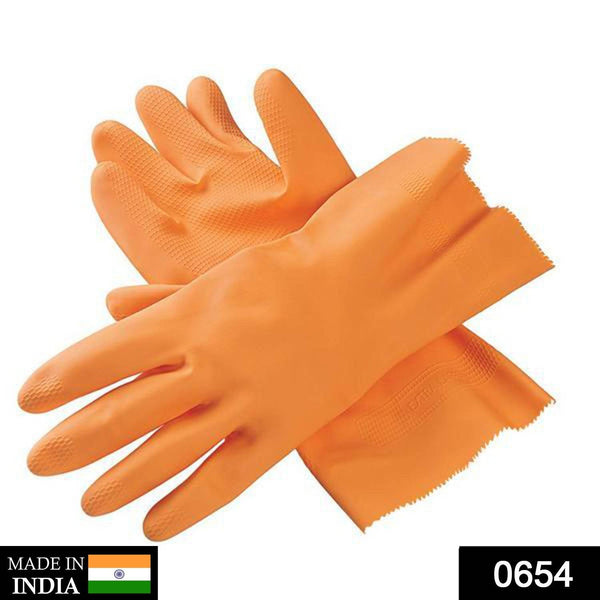 Cut Glove Reusable Rubber Hand Gloves (Orange) - 1 pc - dailyneed.life