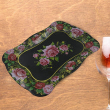 Stainless Steel Serving Tray With Flower Printed Rectangle Premium Dining Table Plate (18 x 8.5 Inch / 1 Pc) - dailyneed.life