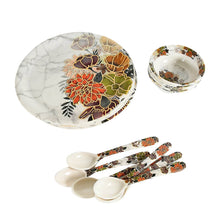 Dream 18-Piece Plastic Dinner Set – Unique Flower Design, 6 Plates, 6 Bowls & 6 Spoons, Microwave & Dishwasher Safe - dailyneed.life
