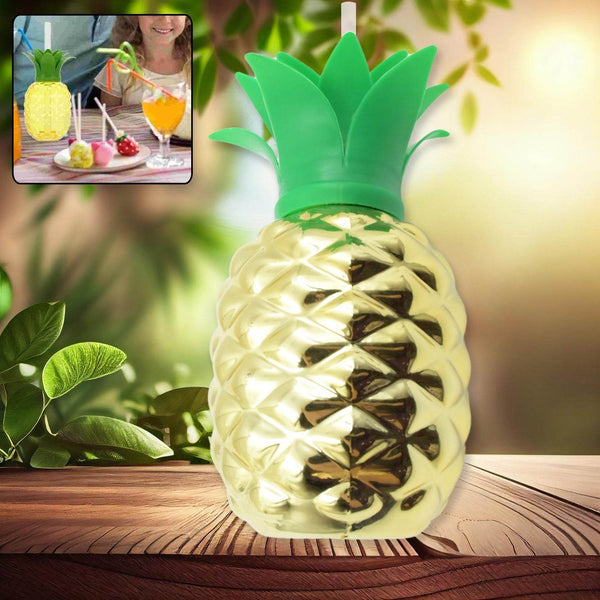 Plastic Pineapple Cups with Straw (1 Pc) - Party Favors, Hawaiian, Beach - dailyneed.life
