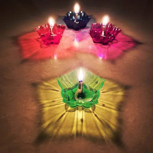 Colourful Reflection Diya Combo Plastic Candle Cup with Multi Shape, Diwali (12 Pcs Set) - dailyneed.life