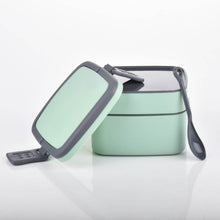 GREEN DOUBLE-LAYER PORTABLE LUNCH BOX STACKABLE WITH CARRYING HANDLE AND SPOON LUNCH BOX , Bento Lunch Box - dailyneed.life