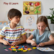 Wooden Vegetable Puzzle Learning Educational Board (1 Set / 28×20 Cm) - dailyneed.life