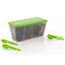 Kitchen Airtight 4-Section Storage Container / Pickle Jar with 4 Spoons (1 Pc / Mix Color) - dailyneed.life